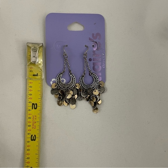 NWT CLAIRE’S Women’s Girl’s Y2K Dangling Earrings Copper Metal Silver Gold Tone - Picture 3 of 4